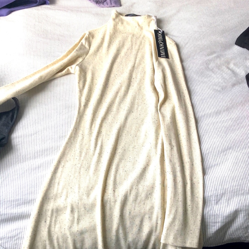 Mink pink xs off white dress turtle neck